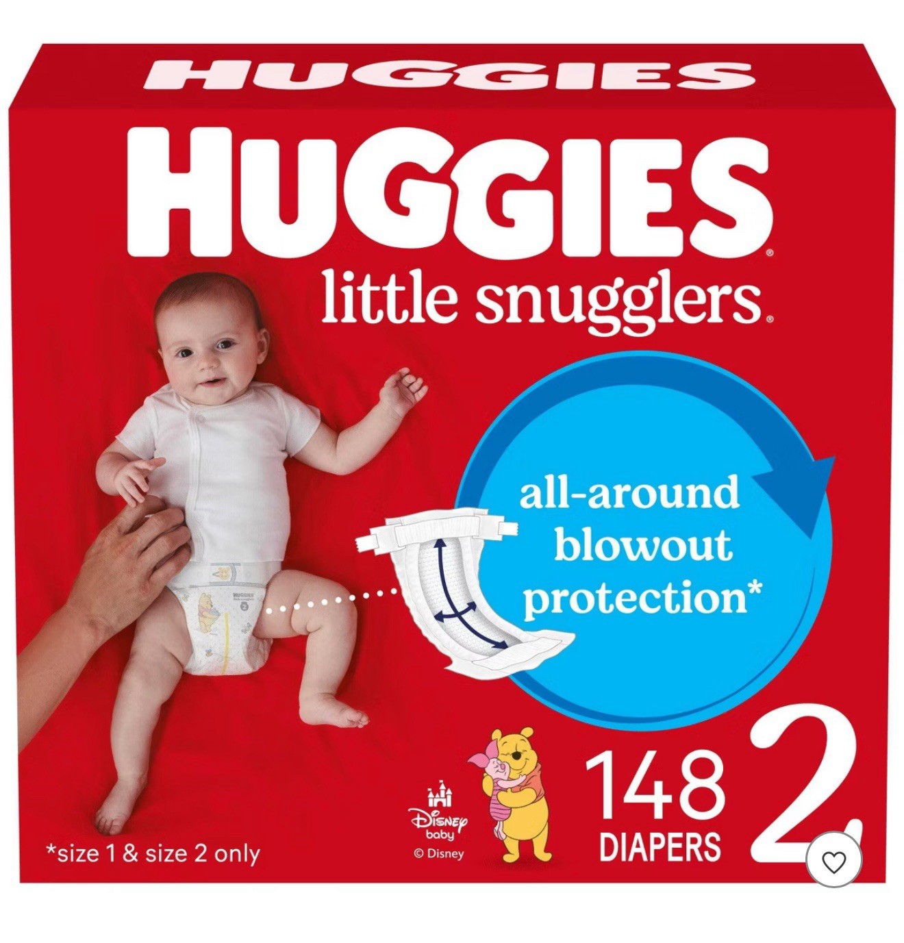 Huggies Little Snugglers Size 2 Disposable White Baby Diapers 148 Count