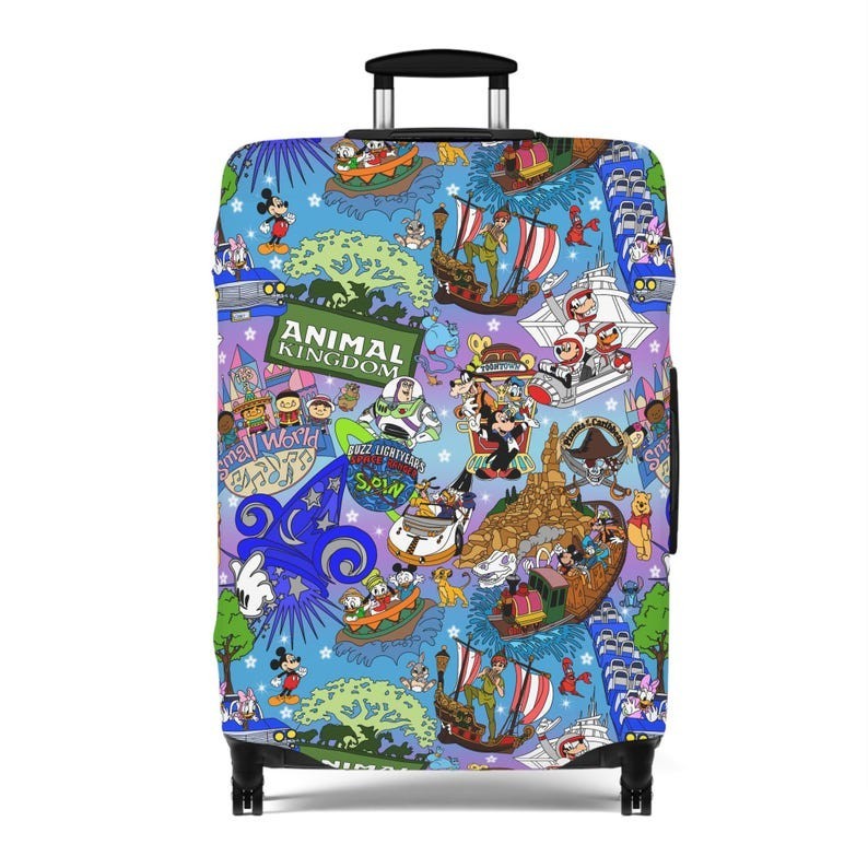 Disney World Luggage Cover – Park Icons Travel Protector, Magical Vacation Suitc