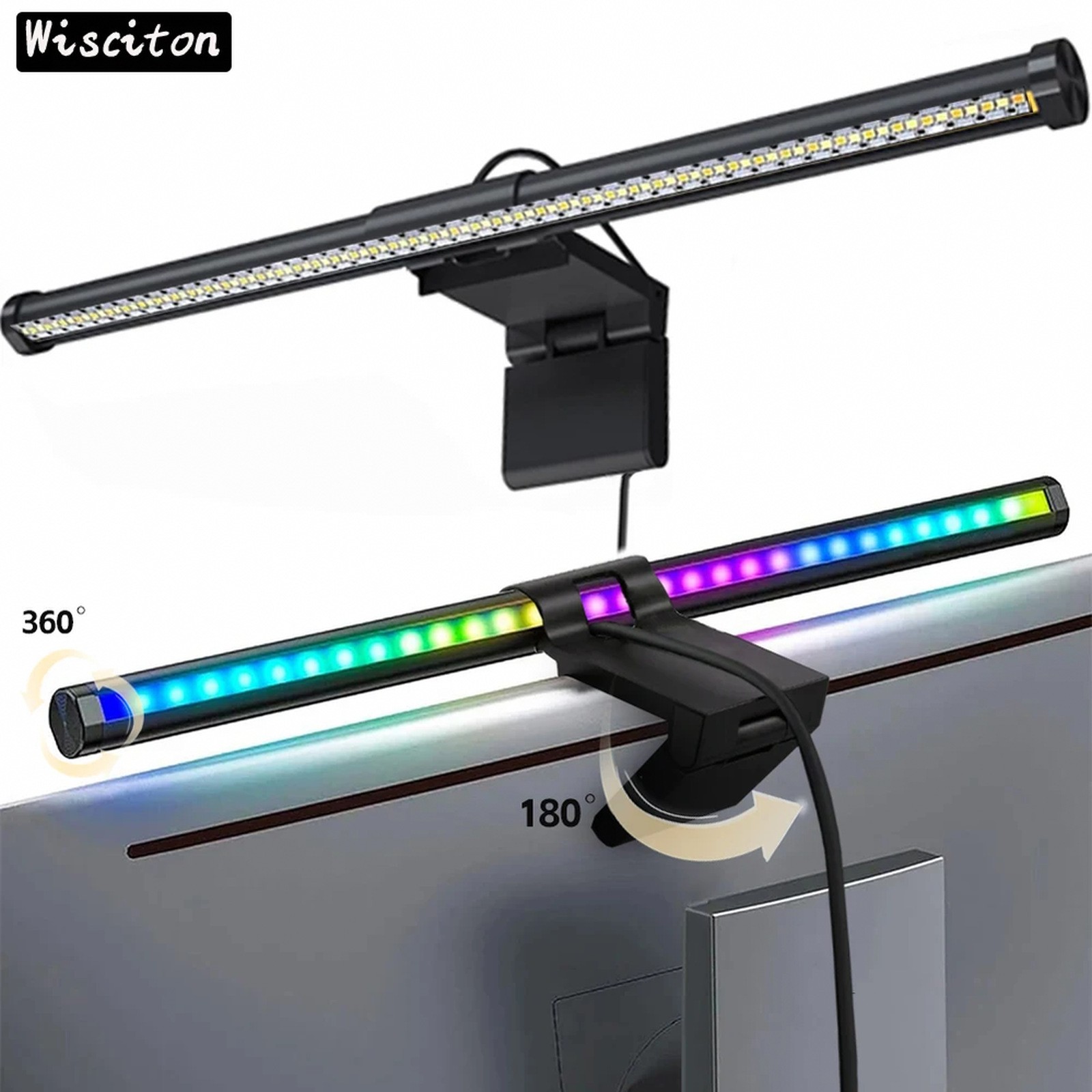 LED Monitor Light Bar 17.32 in Dimmable RGB Atmosphere Table Lamp For Work