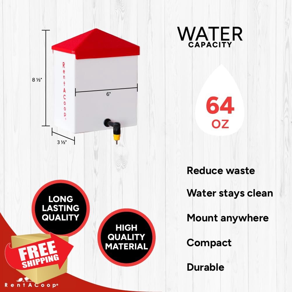 RentACoop 64oz Drinker 2 Nipples Chicks Quail Pigeons