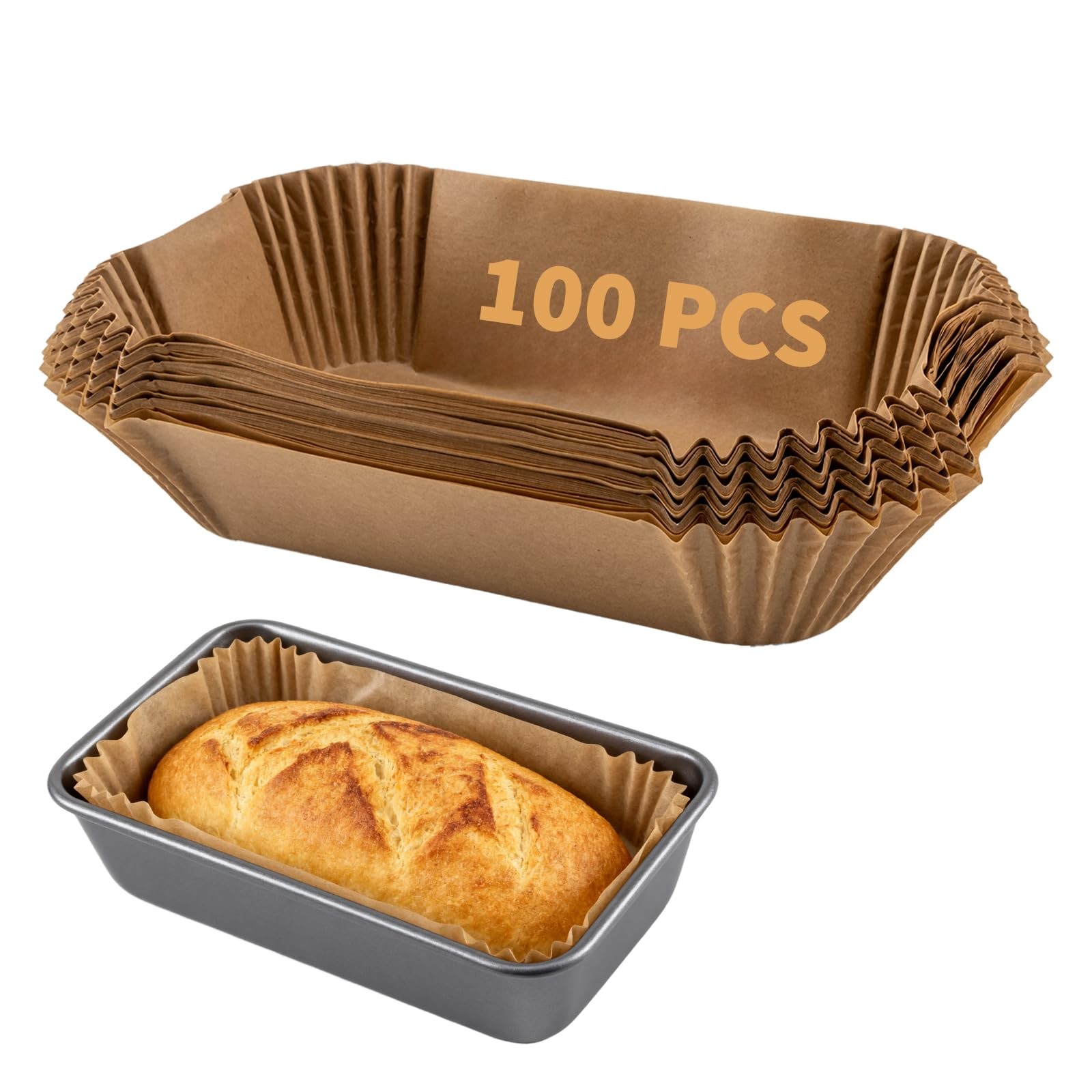 100 Pcs Loaf Pan Liners for Baking Bread 9x5 Inch, Disposable NonStick Bread ...