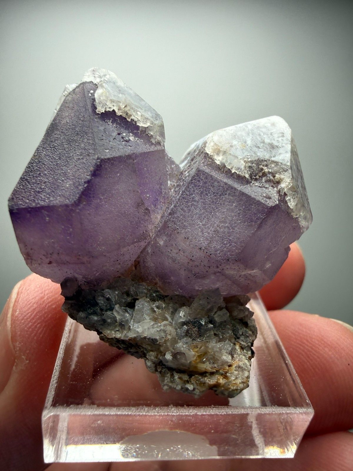 Amethyst Cluster with snowy white Quartz tips! Orange River, South Africa- NICE!