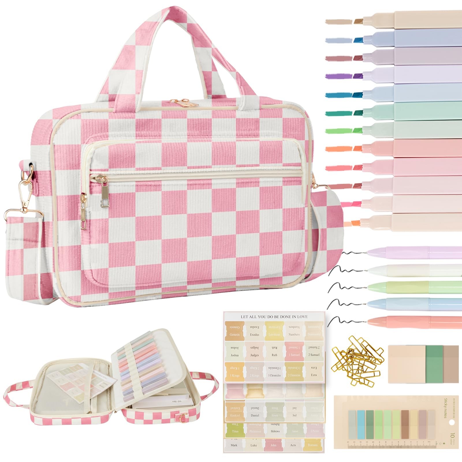 Bible Cover Case for Women Bible Study Supplies Organizer Large Bible Tote Ba...