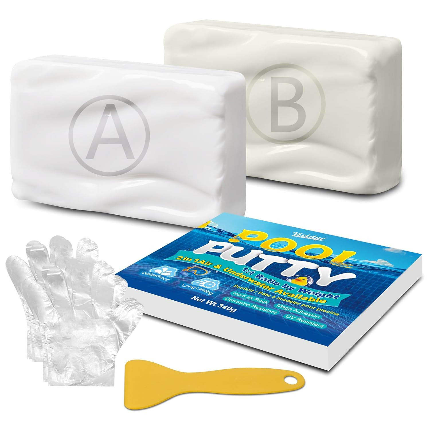 Pool Putty 12Oz - 2 Part Epoxy Putty for Leaks Underwater or Above, Fast Repair 