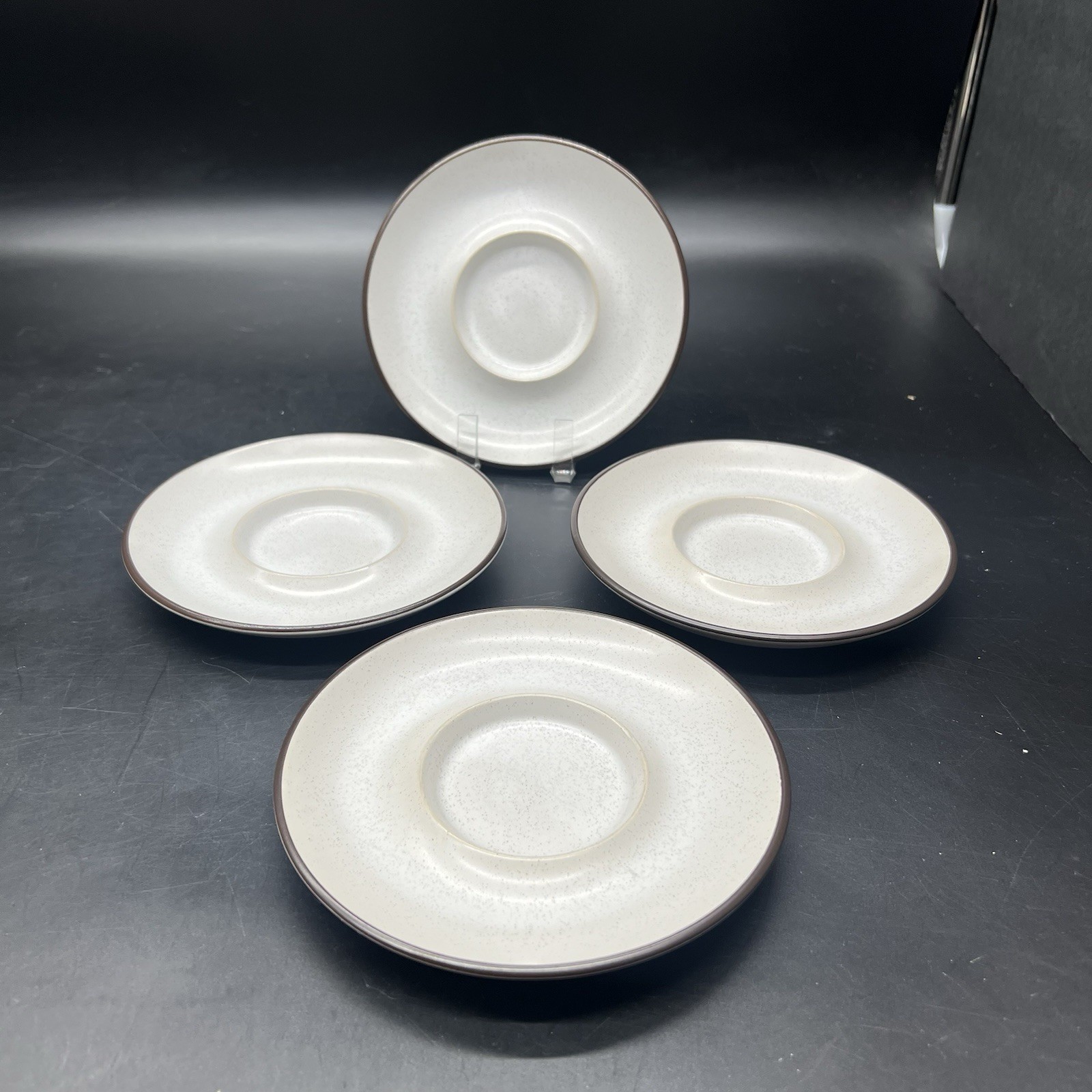 Noritake Folkstone - Genuine Stoneware - Saucers - 5-1/2 Diameter Japan Set Of 4
