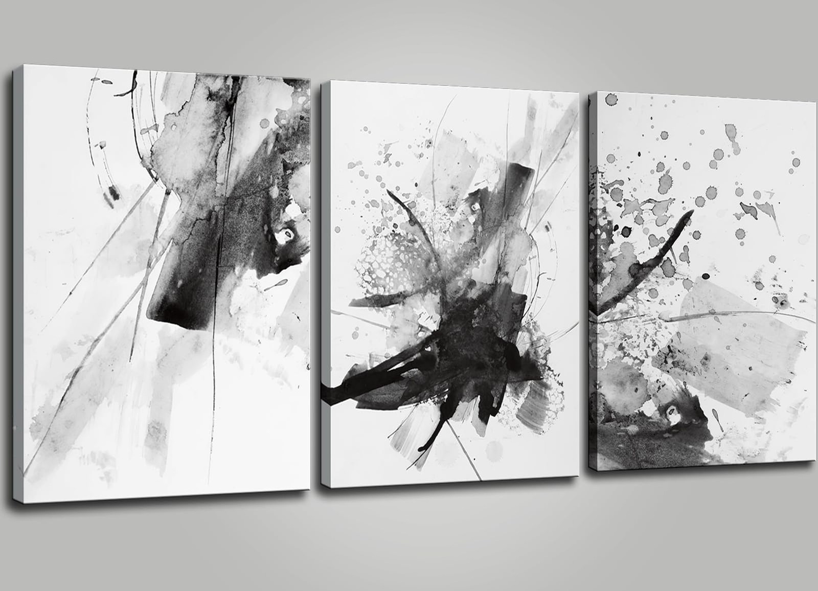 Abstract Black and White Wall Art Modern Artwork for Walls Ink Texture Painti...