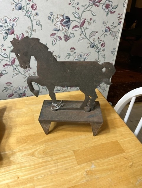 VINTAGE 1900S CAST METAL PRANCING HORSE BOOT SCRAPER
