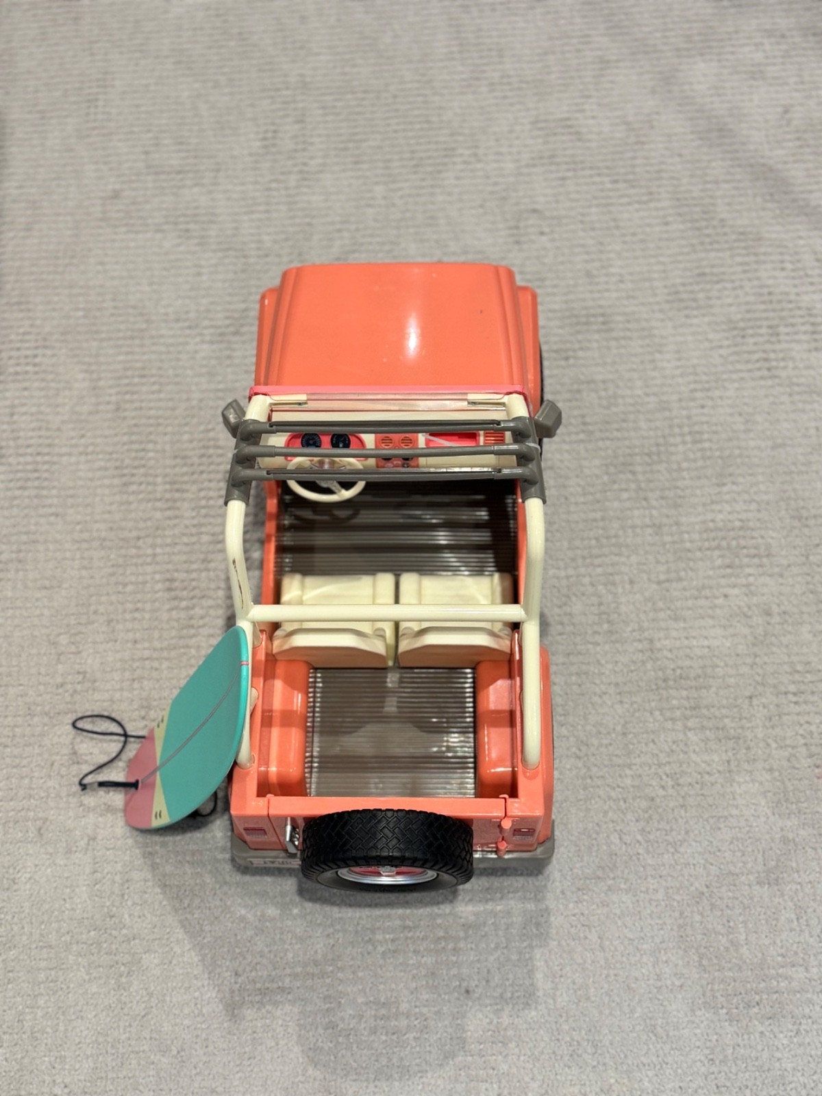 Our Generation Pink White Off Road Jeep with Surfboard