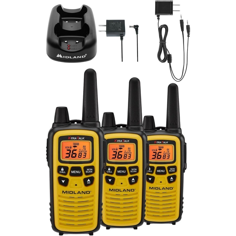 Long Range 36-Channel Two-Way Radios with NOAA Weather Alerts 3-Pack Yellow and