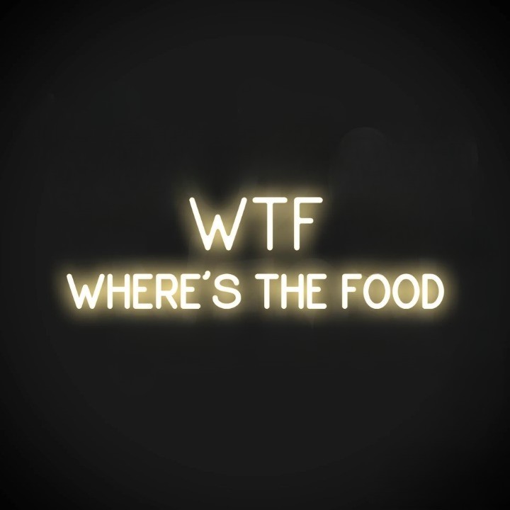 Wheres The Food Neon Sign 30"x9" Light Man Cave Vintage Shop Open Wall Decor