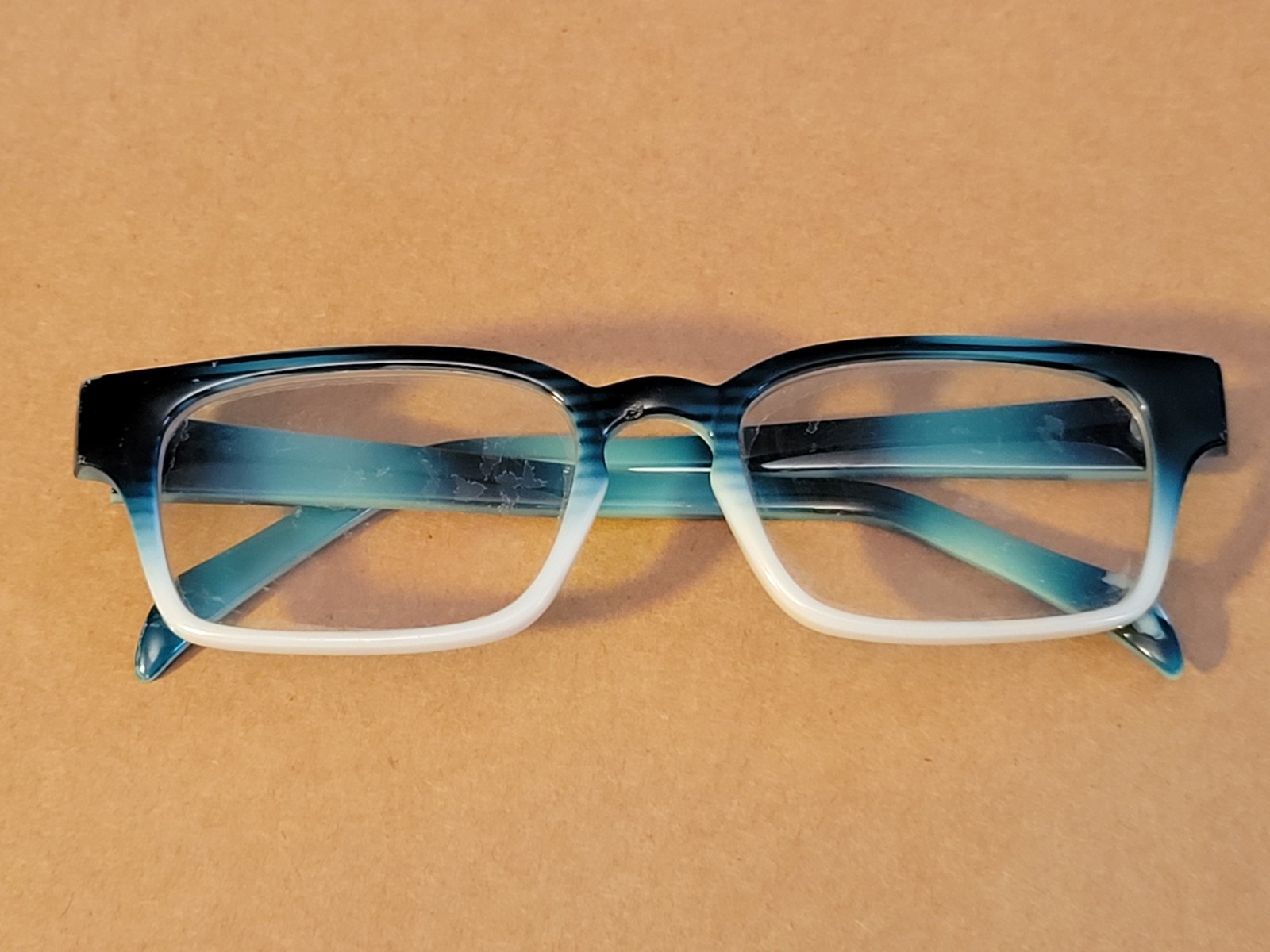 Zenni Optical Rectangular Eyeglass Frames Blue White Gradient Fade Model 120626