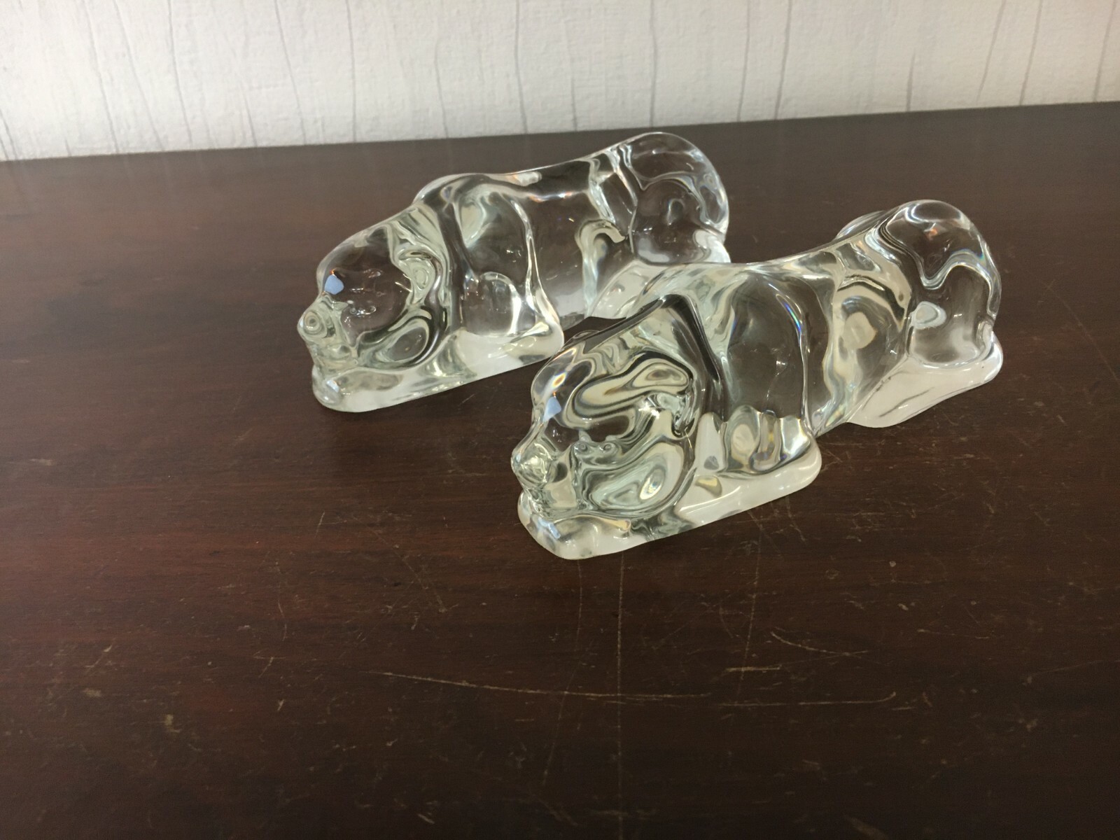 2 Crystal Bookends Panthers NO Baccarat (Price For Both)