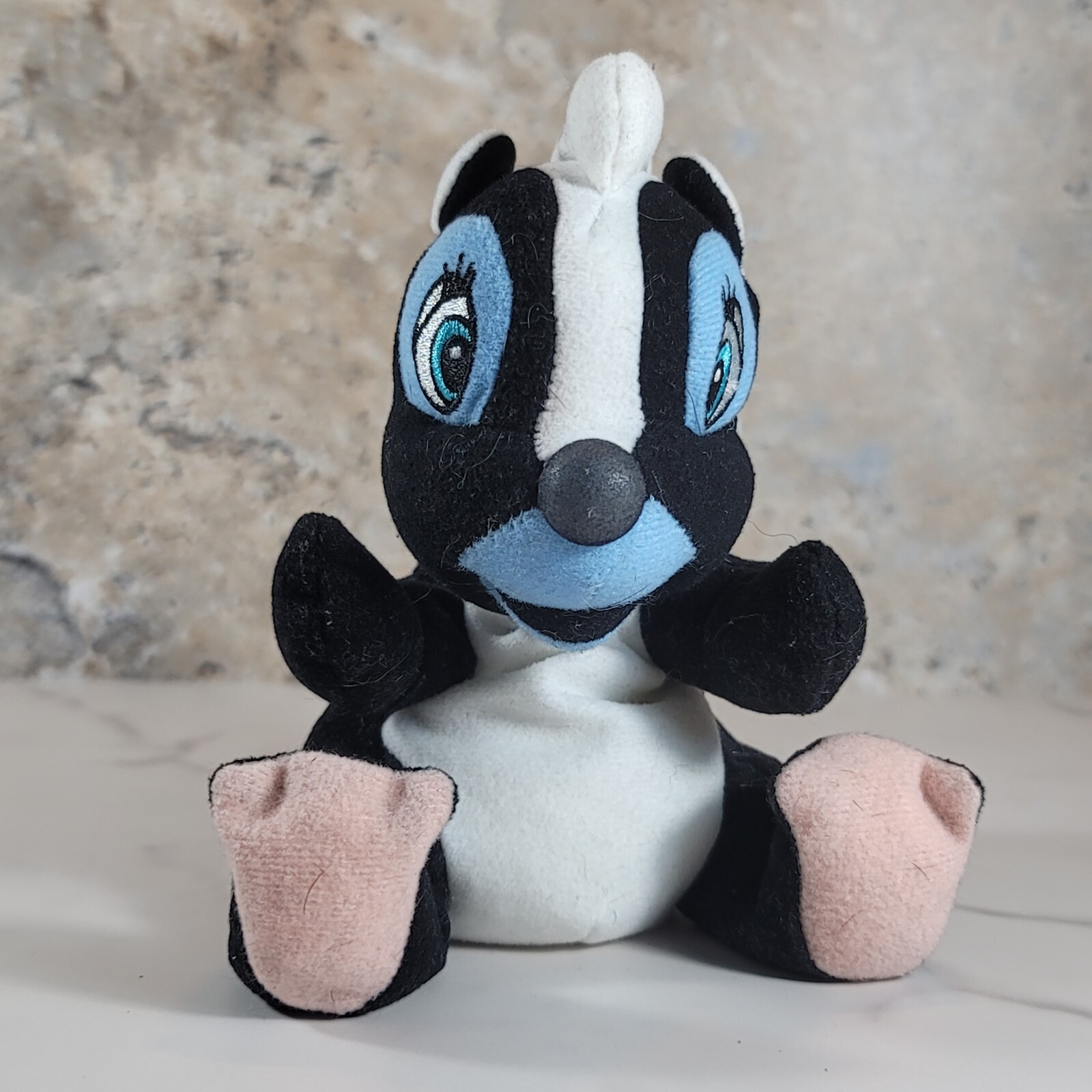 WALT DISNEY STORE BAMBI FLOWER THE SKUNK BEANBAG STUFFED ANIMAL PLUSH