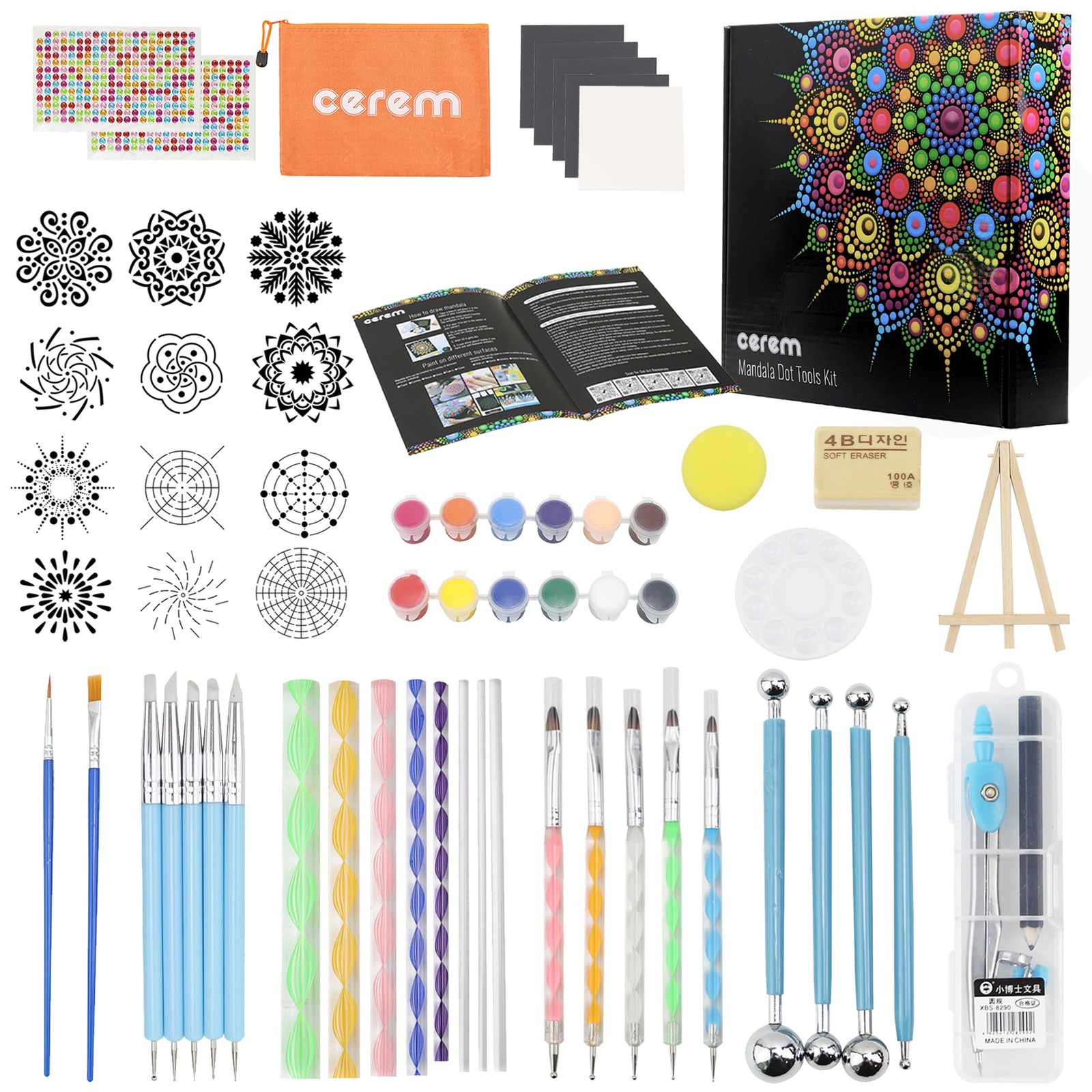 Mandala Dotting Tools Kit with Acrylic Paints and Reusable Stencils - Dot Art...