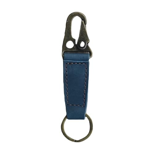  Key Ring Holder EDC Leather Belt Keychain, Heavy Duty Clip Key Chain Navy Blue