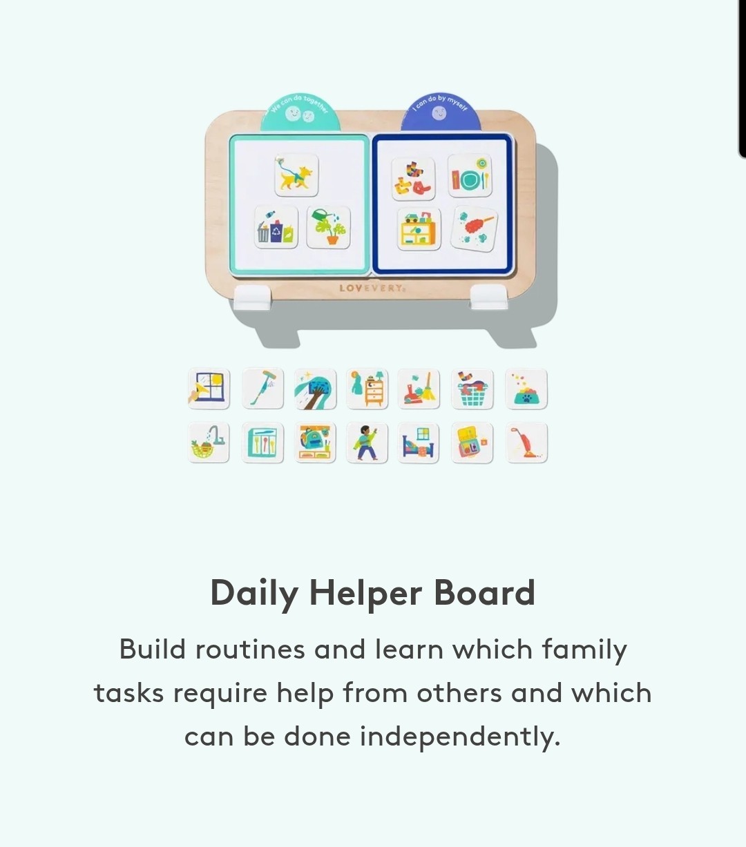 Lovevery Daily Helper Board Wooden Magnetic Chore Chart Responsibility Board Kit