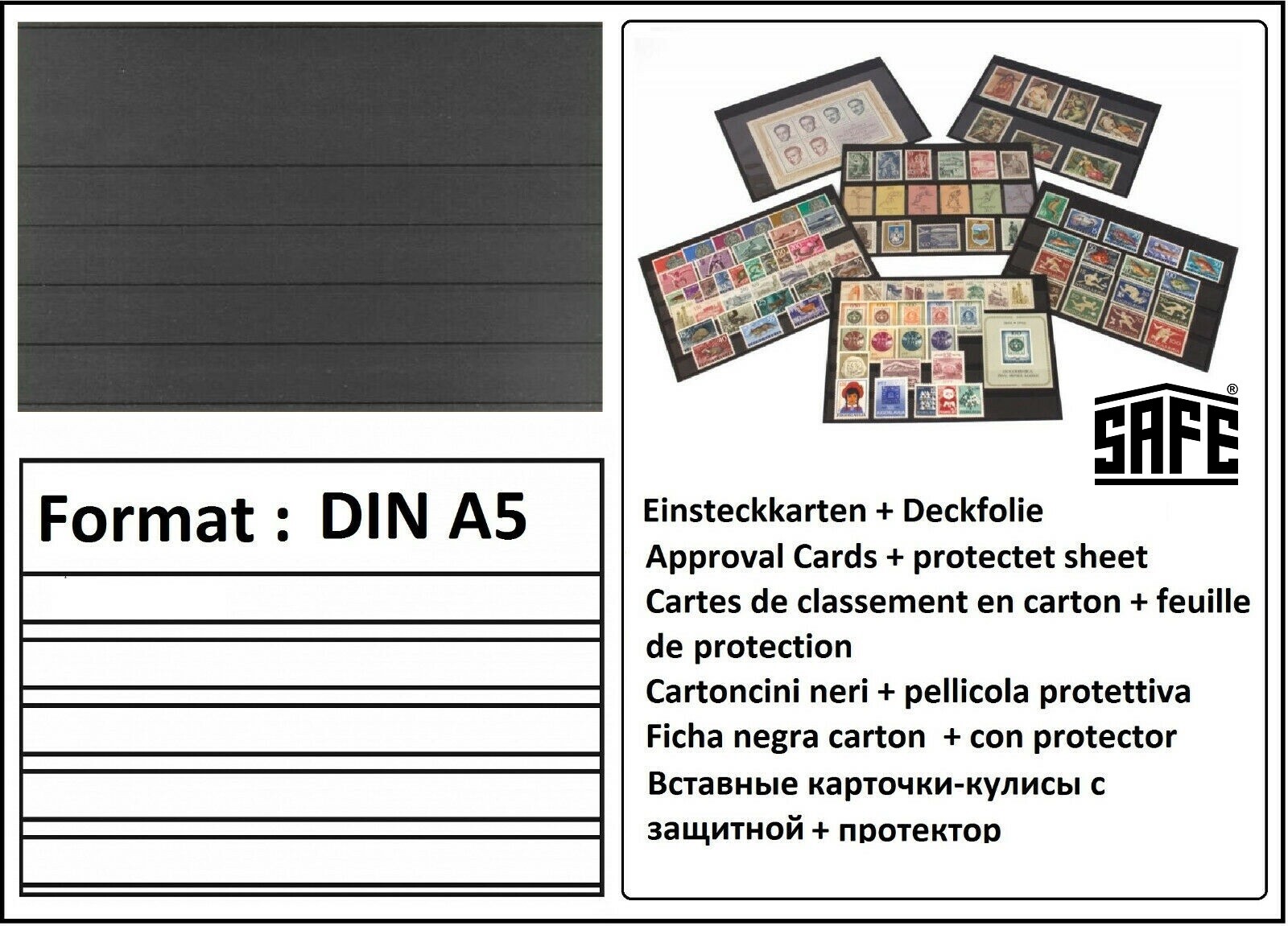 100-A5 Approval Cards Black 5 Strips + Protective Film SAFE 7030