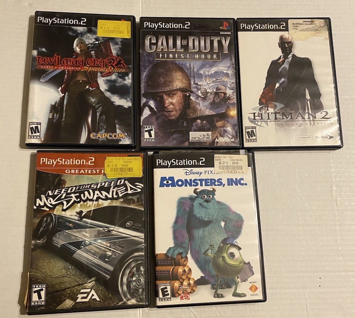 Lot Of 5 Playstation 2 Game Cases , Hitman 2 Case Has Manual , PS2