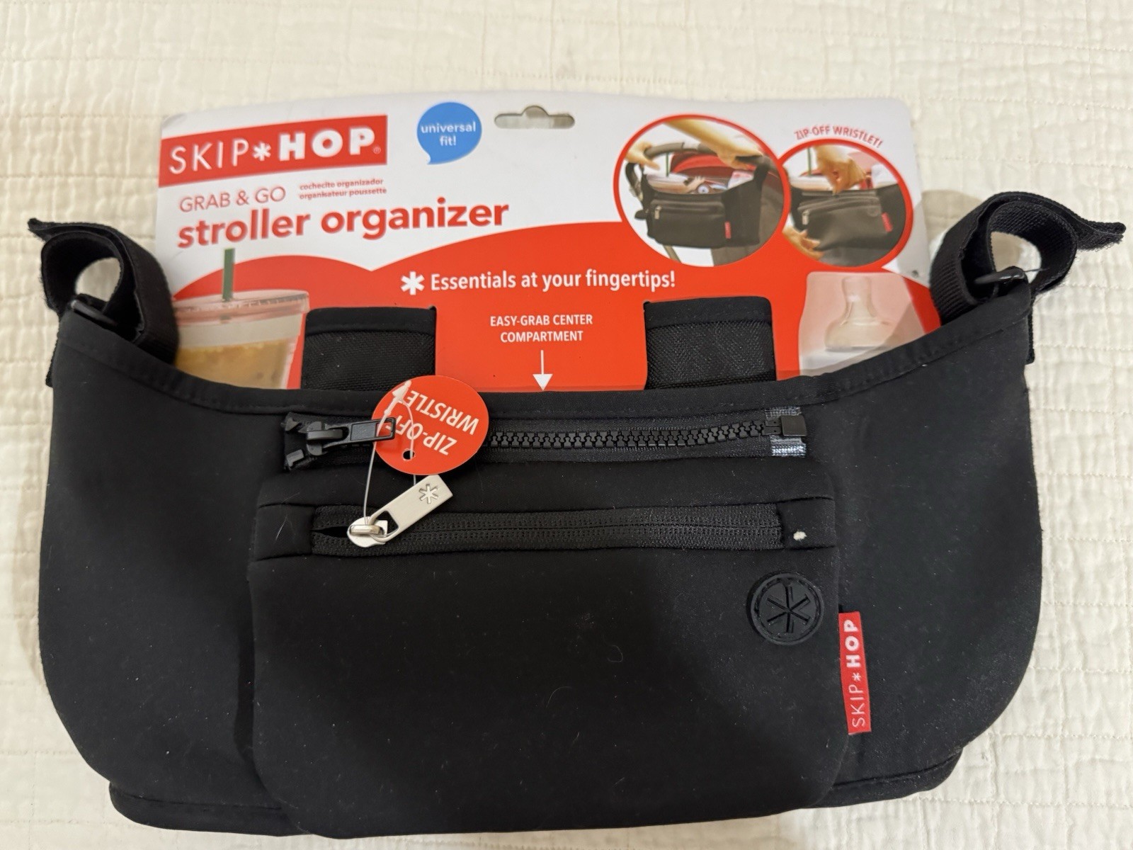 Skip Hop Stroller Organizer Black Universal Fit Zip-Off Wristlet Brand New 