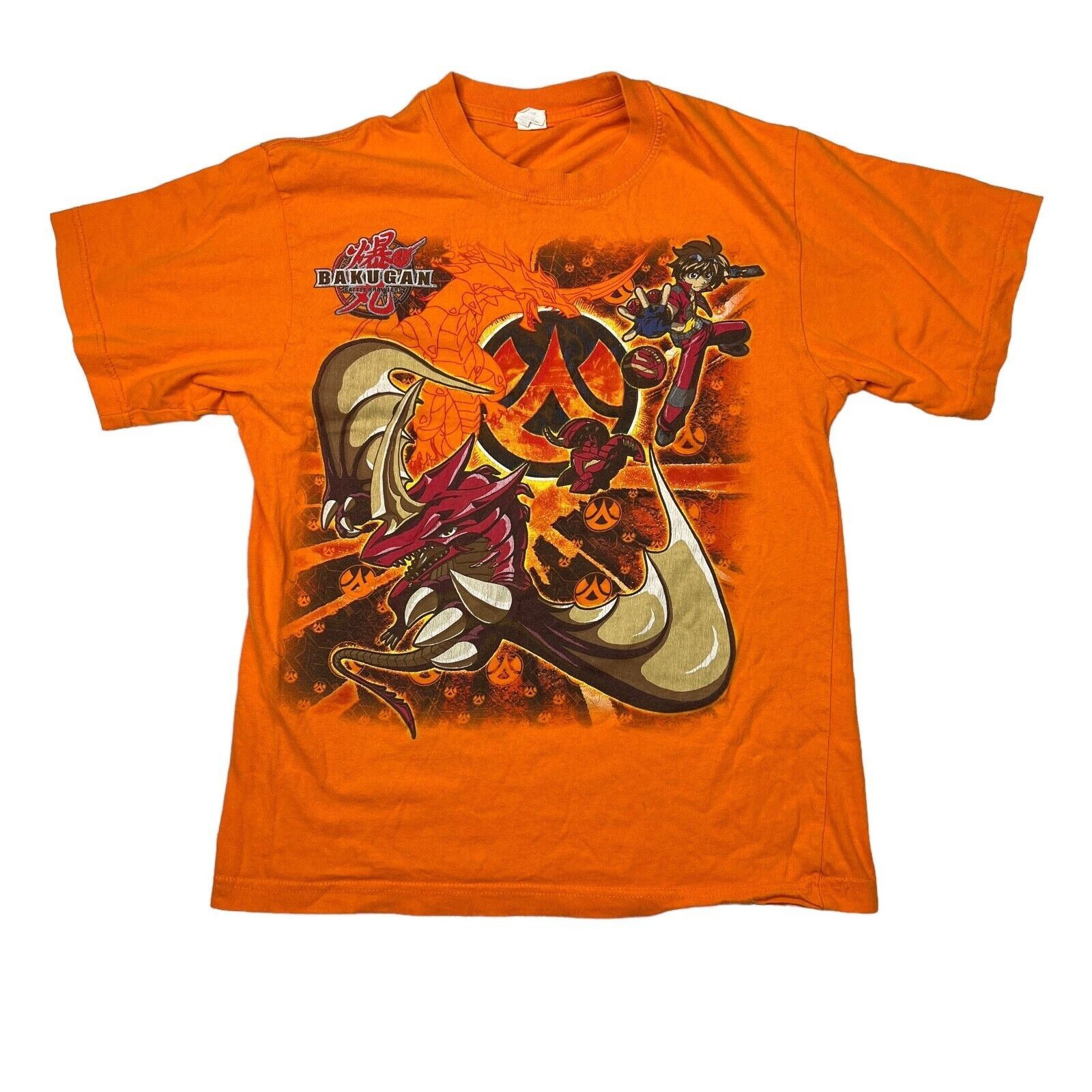 Bakugan Battle Brawlers Anime TV Graphic Tee T-Shirt Orange Youth L 14/16