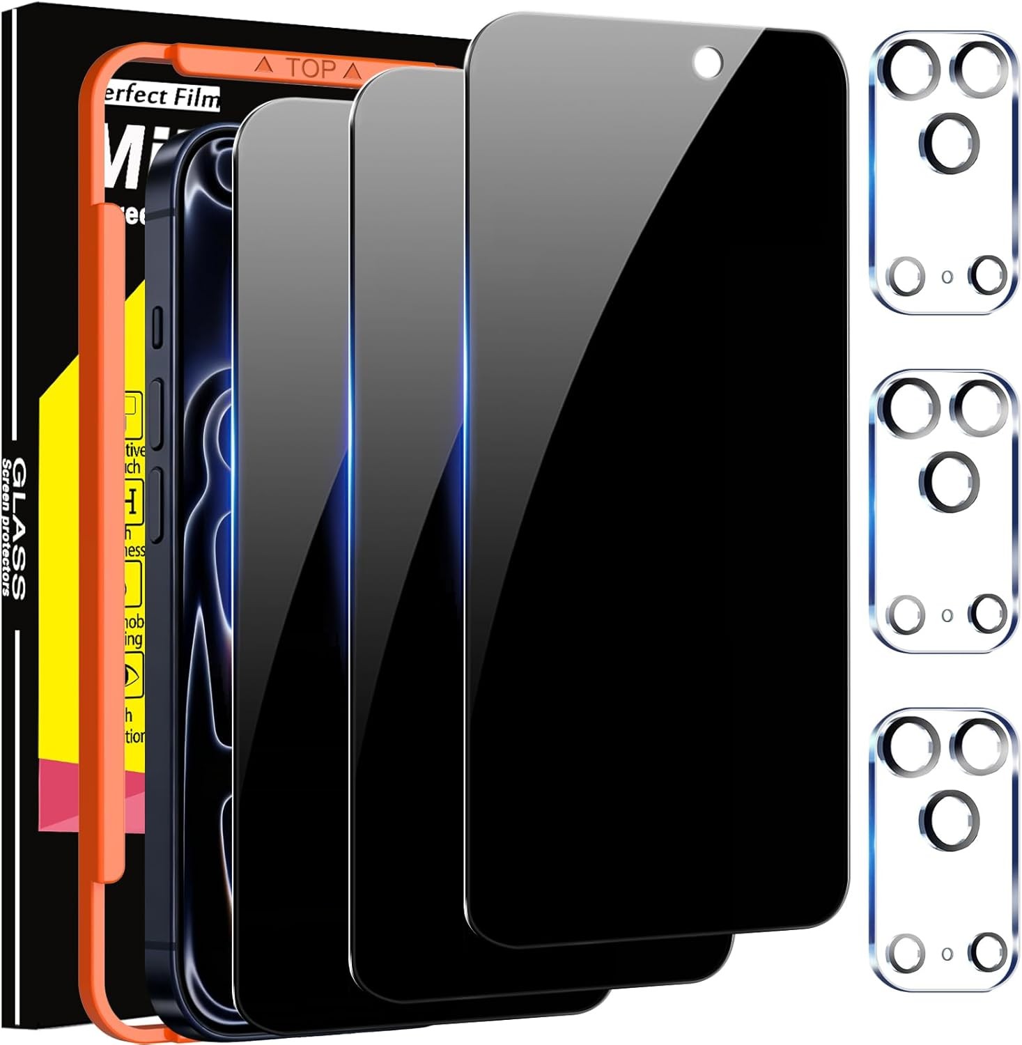 3 Pack Privacy Screen Protector & Camera Lens Protector for iPhone 17 Pro Max