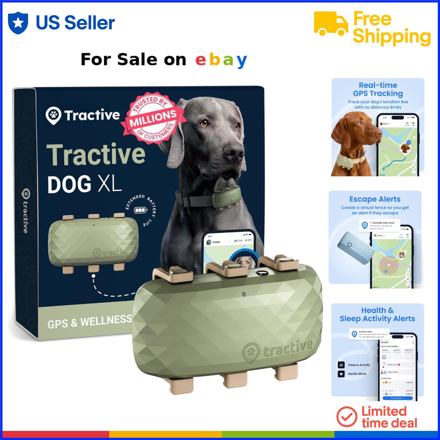 Dog GPS Tracker Smart Waterproof Activity Monitor Virtual Fence Health Pet