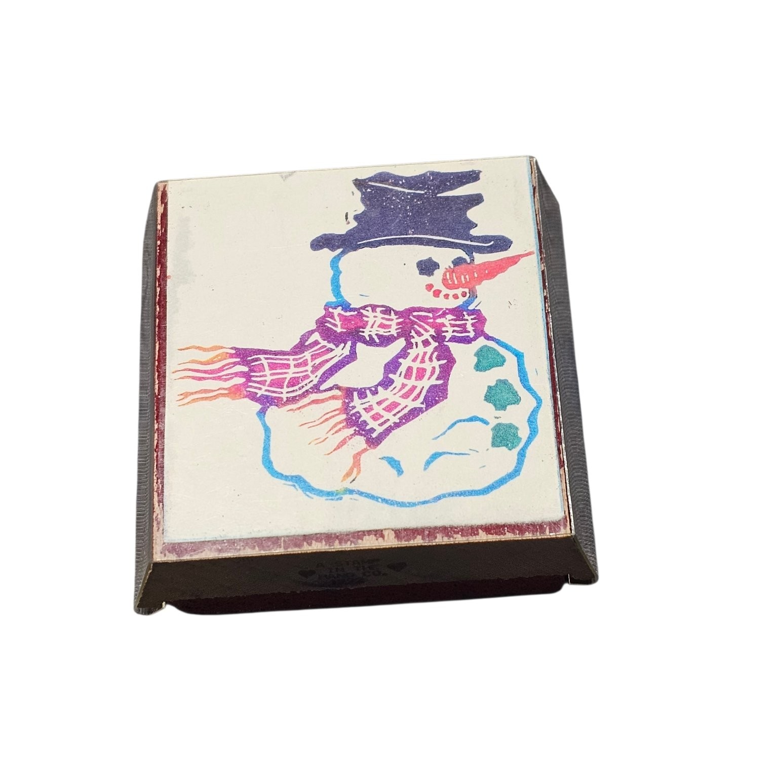 Vintage Snowman Wood Mounted Rubber Stamp Christmas Large