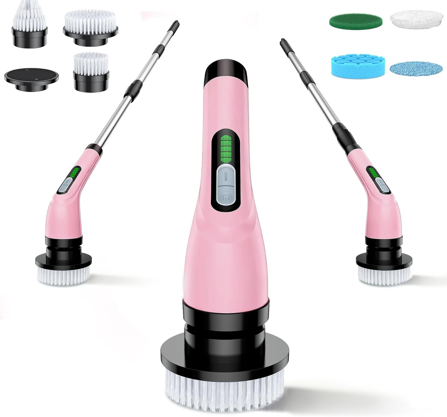 Electric Spin Scrubber - Cordless Bathroom Scrubber with 7 Brush Heads - Dual Sp