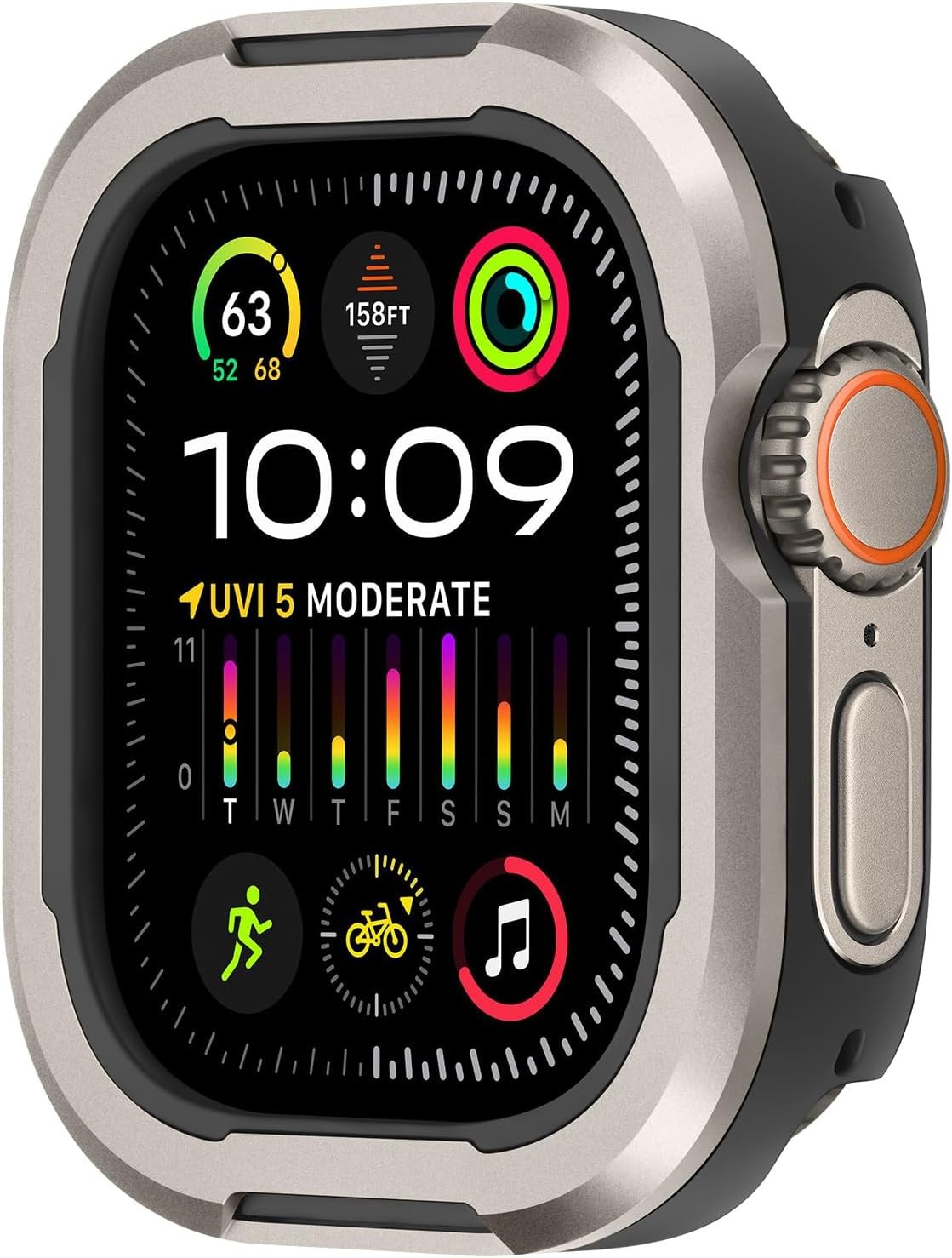Rugged Case for Apple Watch Ultra 49mm Metal Bumper and TPU Slim Protective Cove