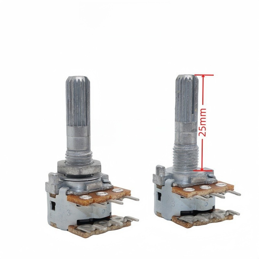 Stereo Potentiometer for RK16 50KAX2 100KAX2 Dual Gang 50K 100K Knurled Silver