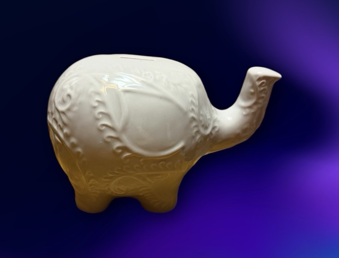 Vintage ~ Ceramic Elephant Coin Bank~ Piggy Bank