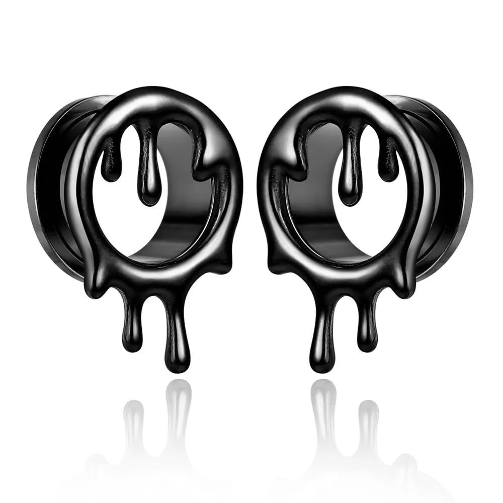 2 PCS Hypoallergenic 316 Stainless Steel 0G-1" Unique Water Drops Ear Gauges ...
