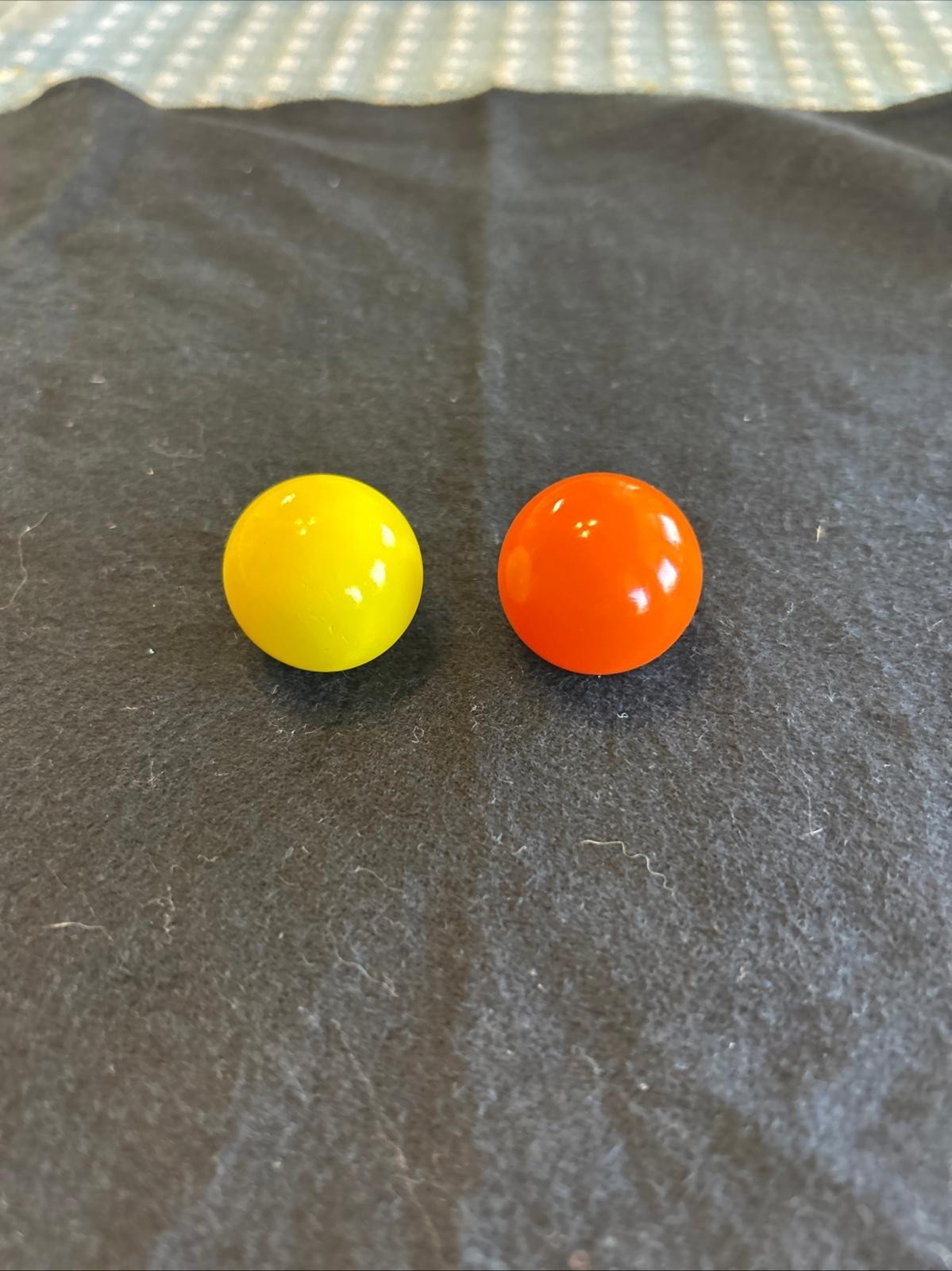 Lot Of 2 7/8" Marbles 1 Yellow 1 Orange