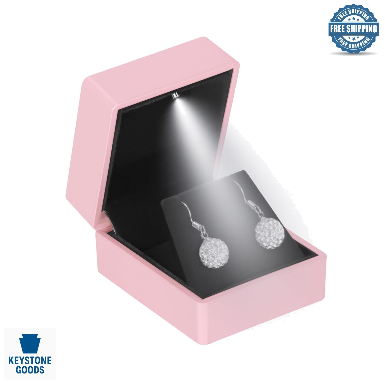 Pink LED Light Jewelry Earring Box - Perfect for Gifts & Special Occasions