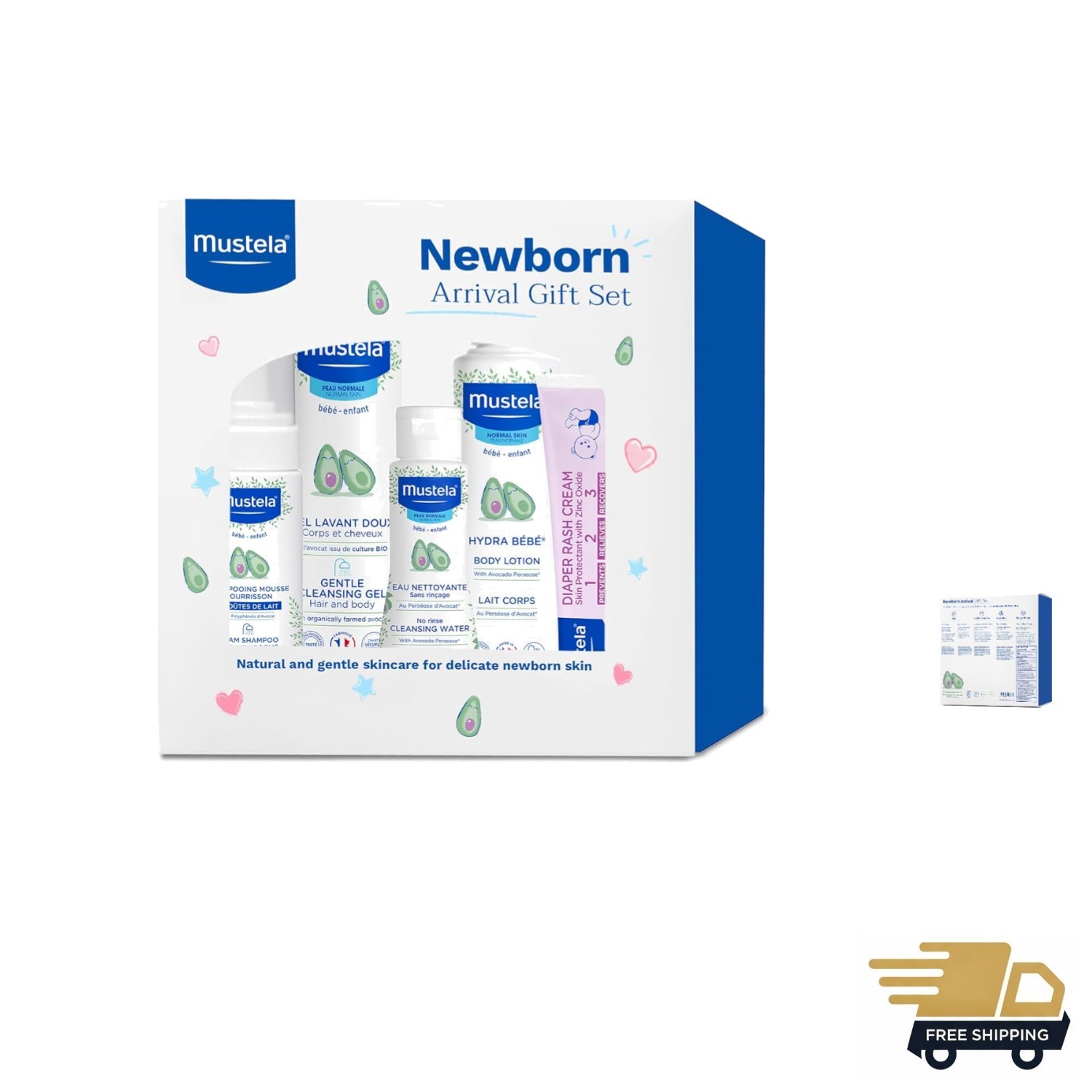 Newborn Arrival Gift Set - Baby Skincare & Bath Time Essentials - Natural & P...