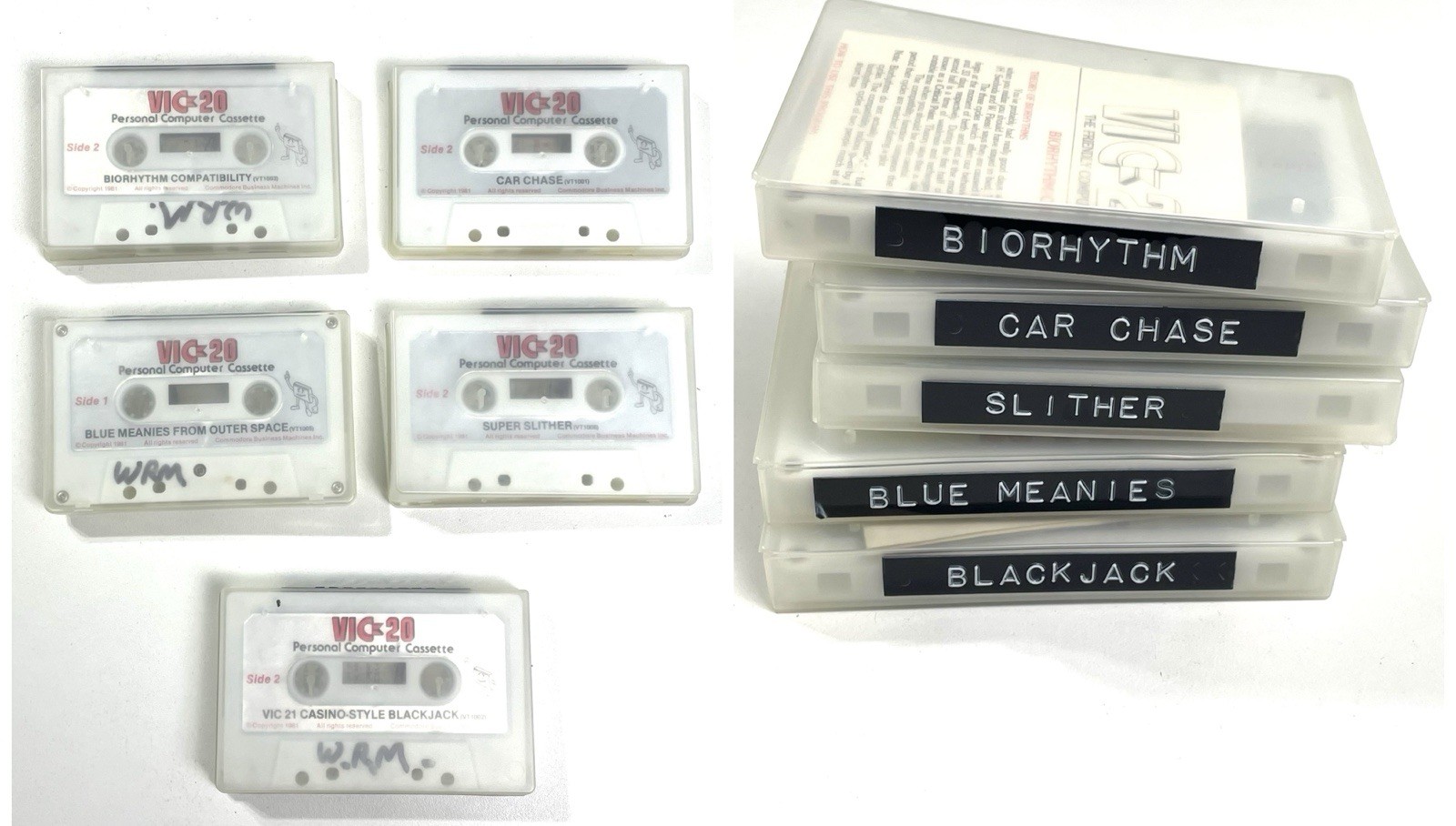 Vintage Lot Set of 5 Commodore VIC-20 Computer  Tape Cassette Programs UNTESTED