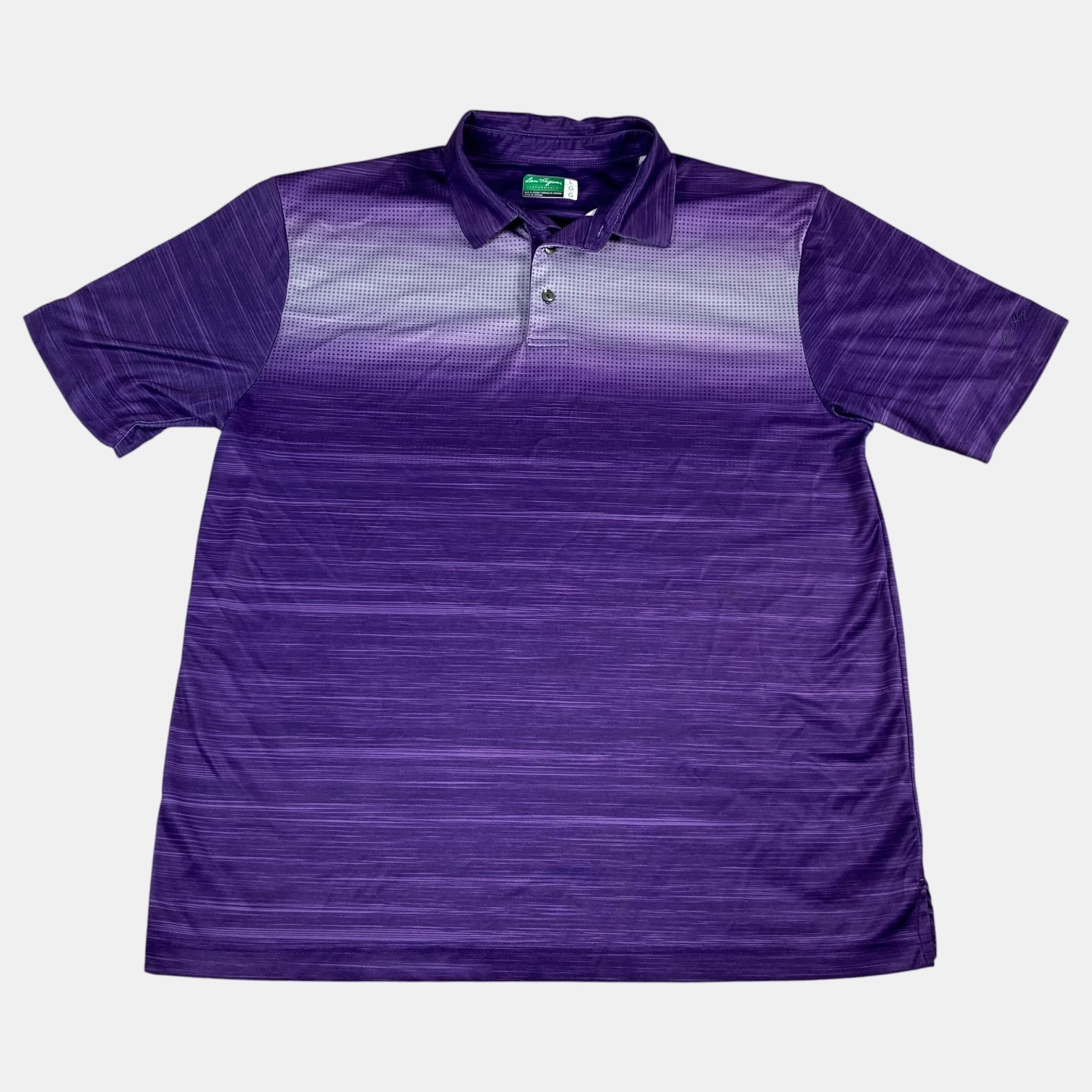 Ben Hogan Performance Mens Size Large Purple Ombre Stripe Golf Polo Shirt