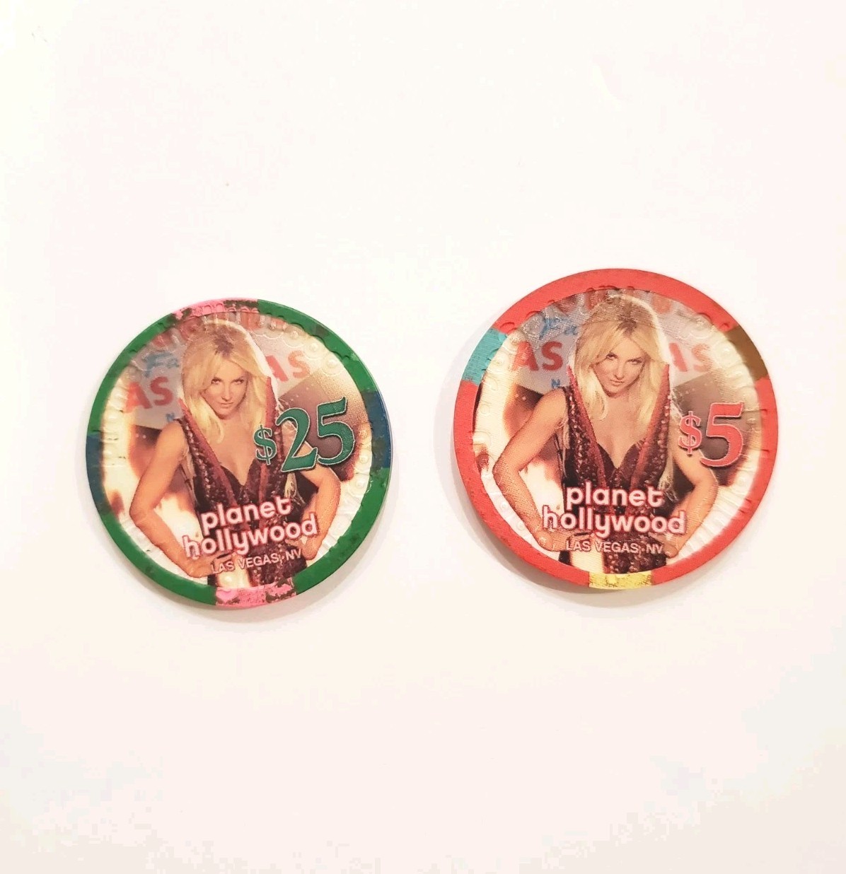 RARE! PLANET HOLLYWOOD BRITNEY SPEARS $5 $25 CASINO CHIP LAS VEGAS NEVADA
