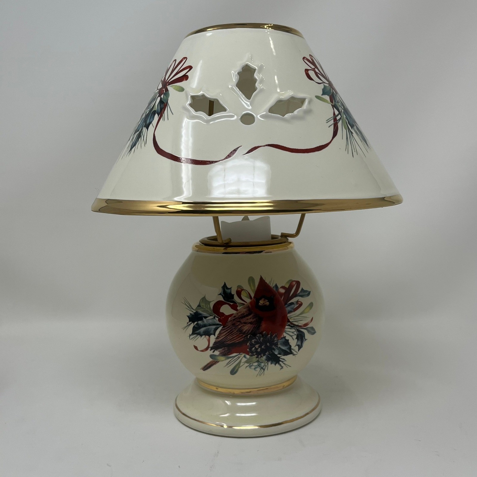 Lenox Winter Greetings Cardinal Bird Holiday Candle Lamp Light Decor New No Box