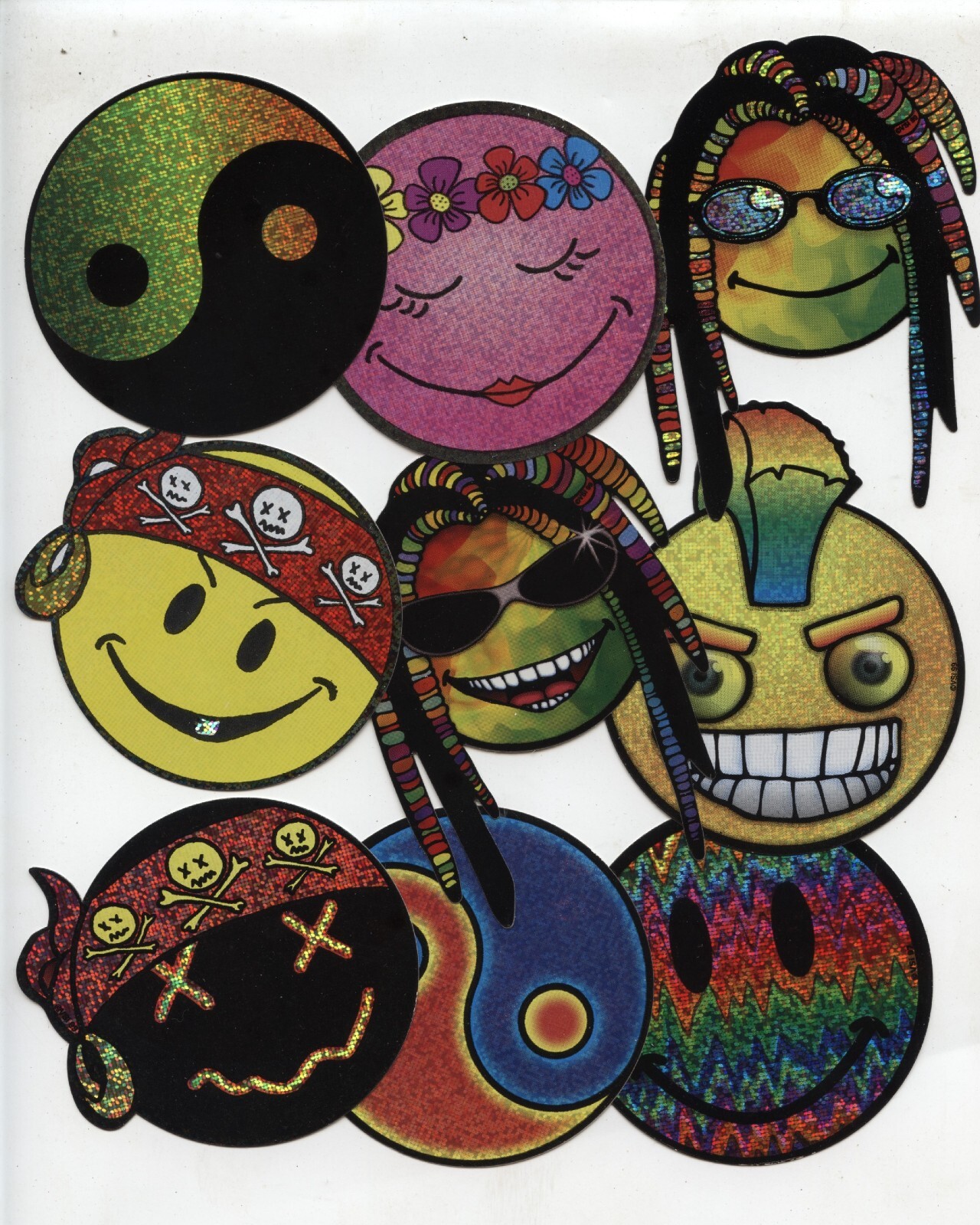 9 Old Vintage Smiley Face Vending Machine Prismatic Stickers E