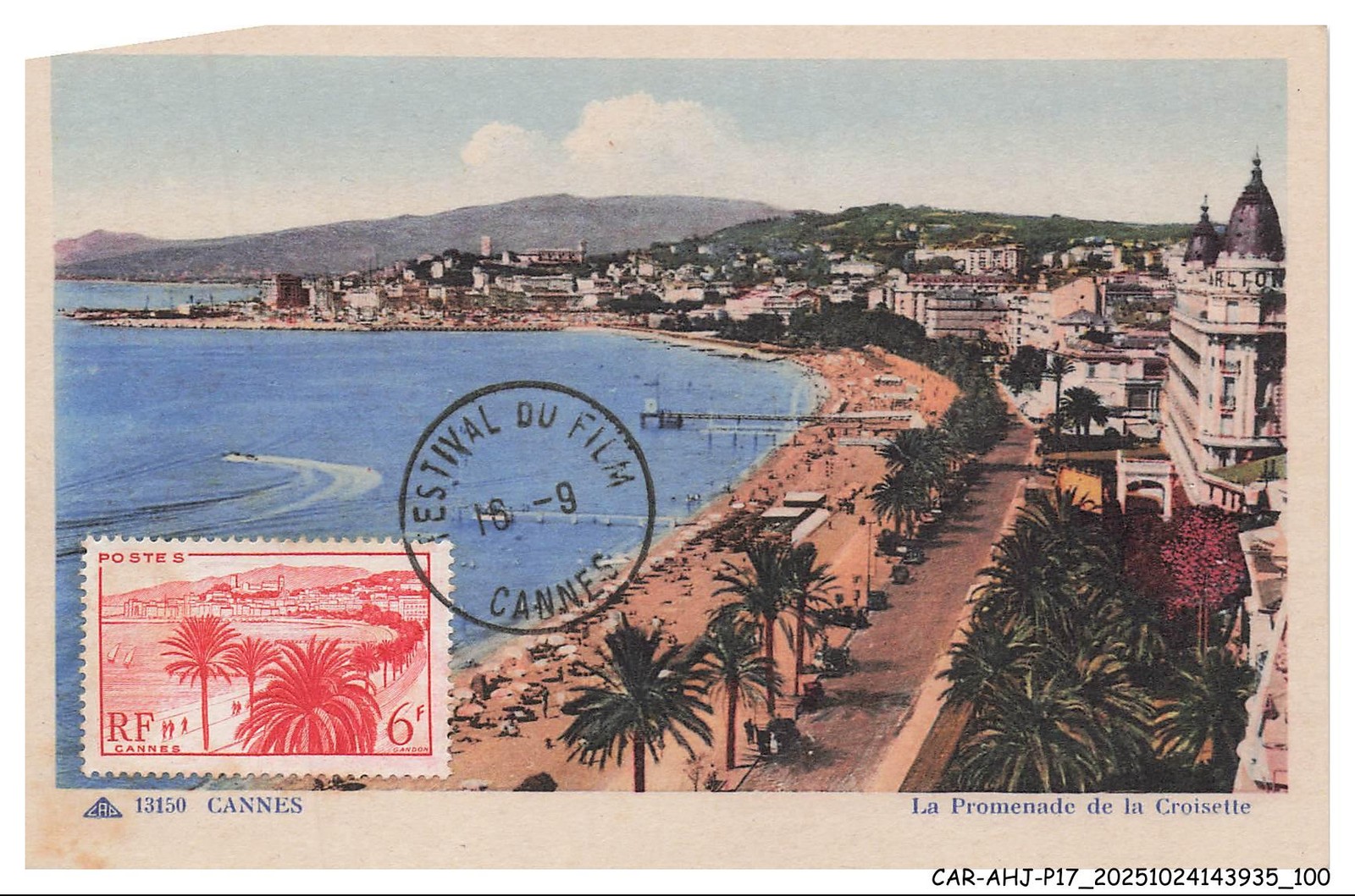 Car Ahjp17 0827 Carte Maximun - Cannes - La Promenade De La Croisette - 1947