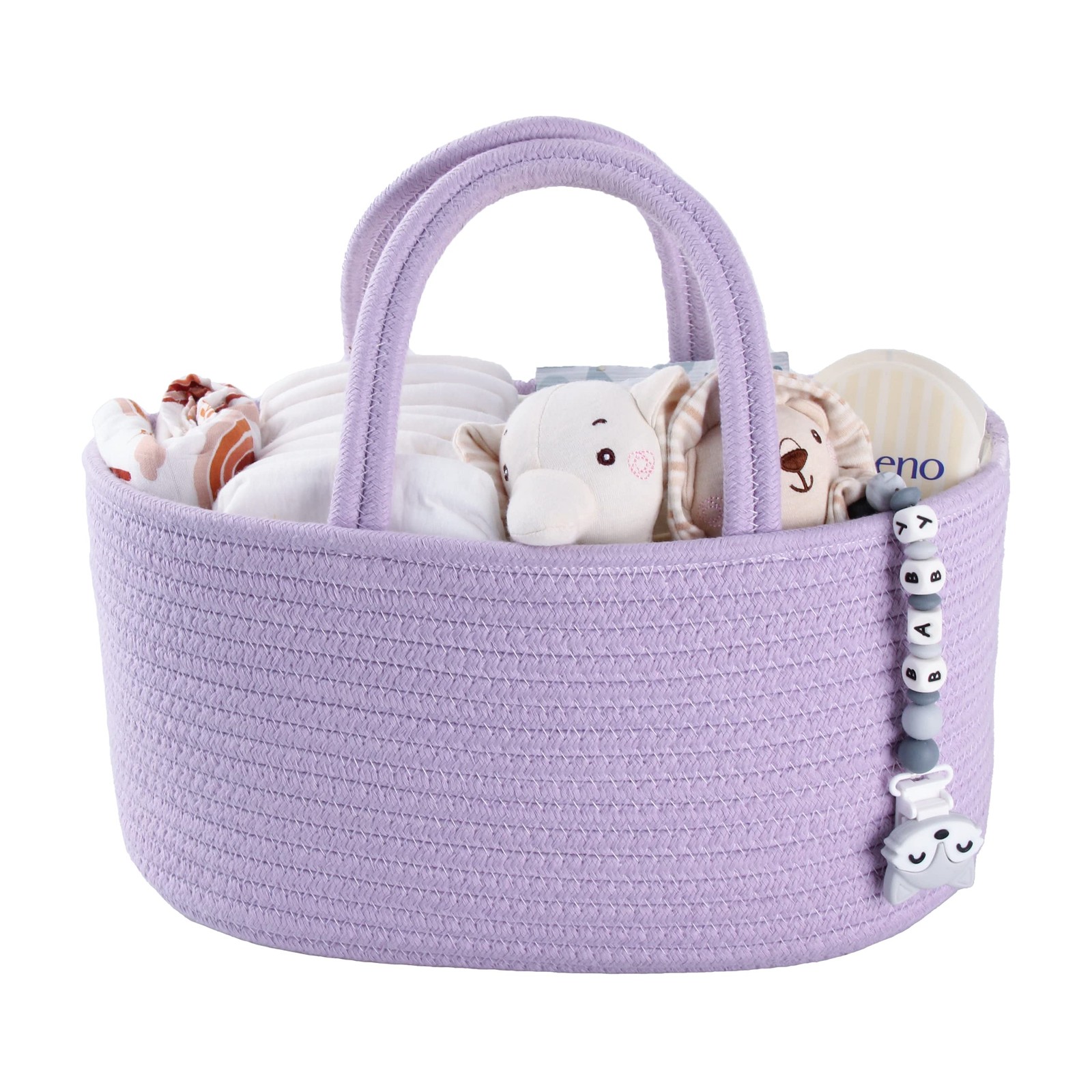 Baby Diaper Caddy Organizer Cotton Rope Nursery Storage Bin Basket Portable H...