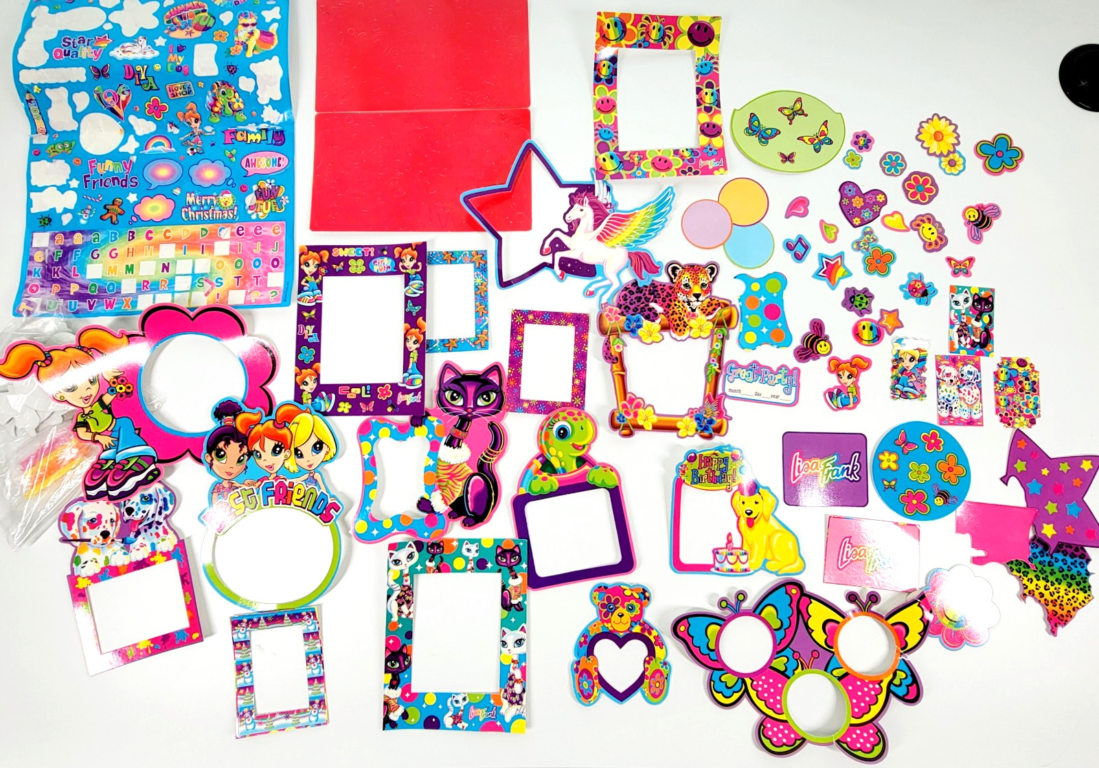 Huge Lisa Frank Vintage Y2K Lot Cardboard Picture Frames Stickers Scrapbook