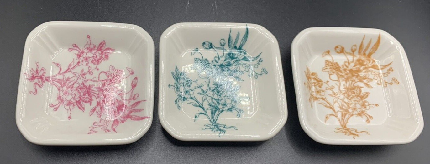 NEW 3 Creative Co-Op Small Square Condiment Dipping Plates Butter Pats Salt Dips