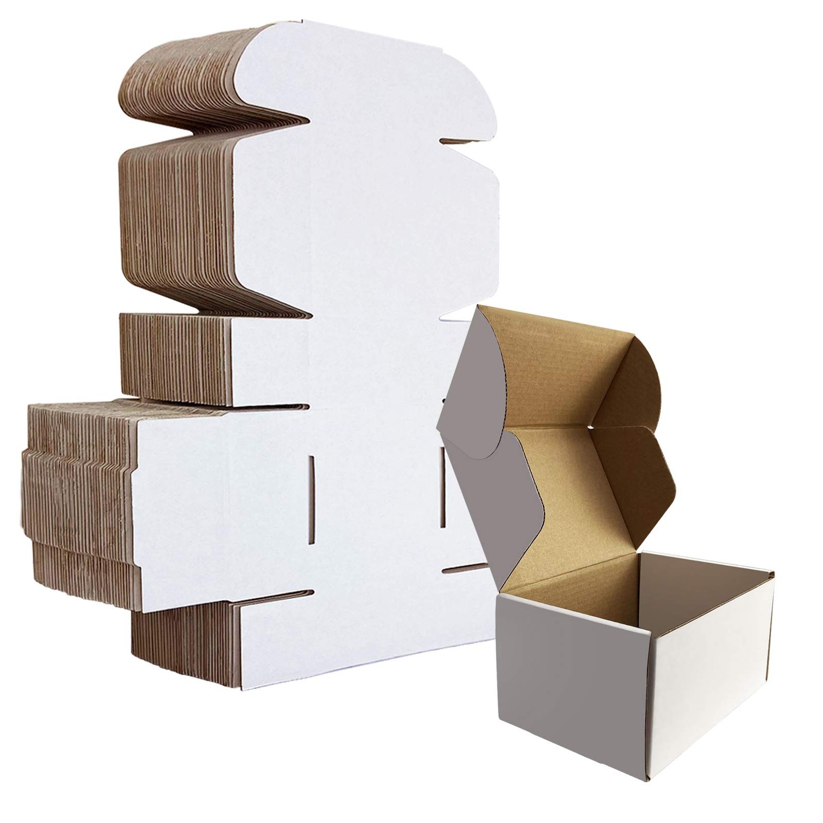 6x4x3 inches Boxes Set of 25, White Corrugated Cardboard Literature Mailer