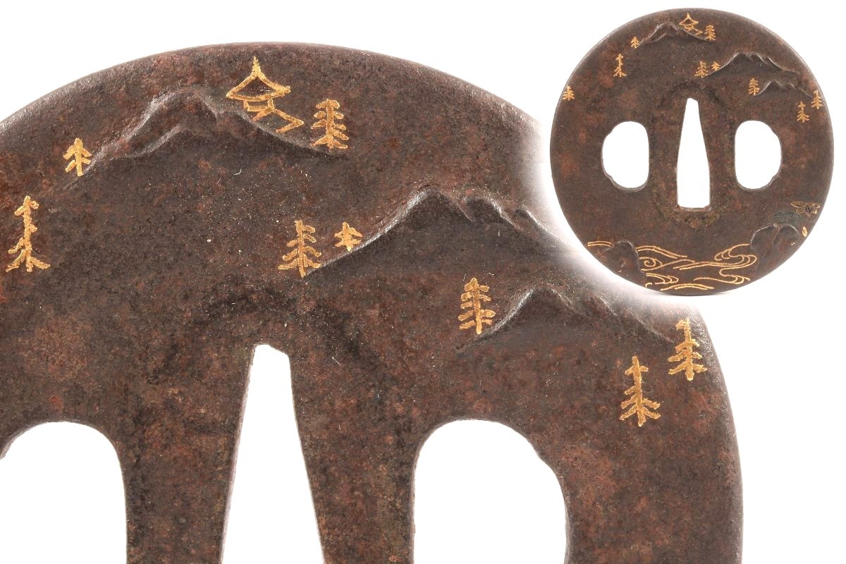 Edo period Japan antique Tsuba Iron No Box