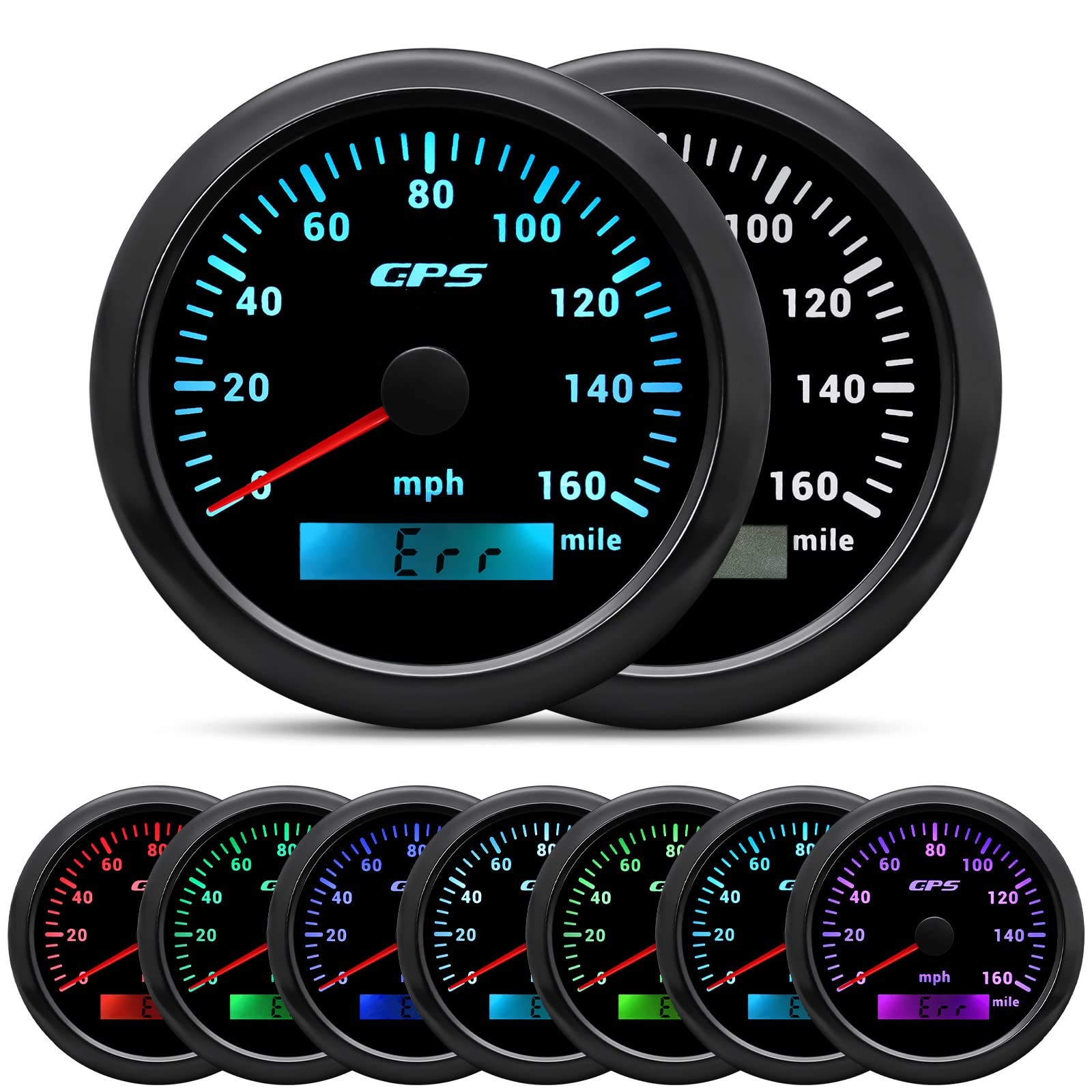ARTILAURA 85mm GPS Speedometer Gauge 7-Color 0-160 MPH Boat Car Truck Marine