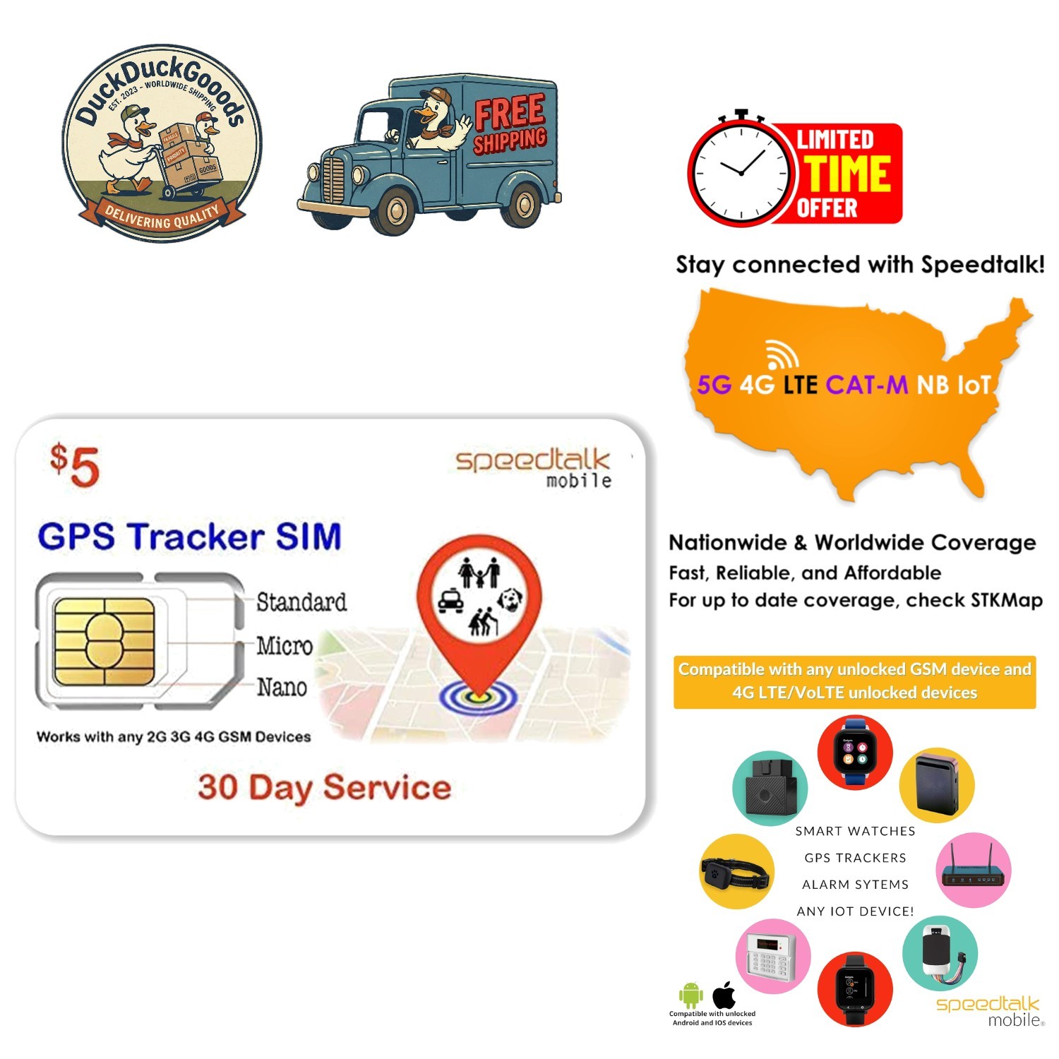 Versatile 4G LTE SIM Card for Tracking Pets, Kids, and Vehicles - 30 Days