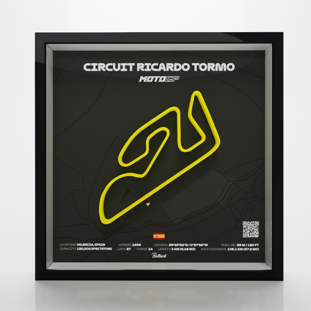 Circuit Ricardo Tormo MotoGP Shadow Box | Valencian GP Racing Decor