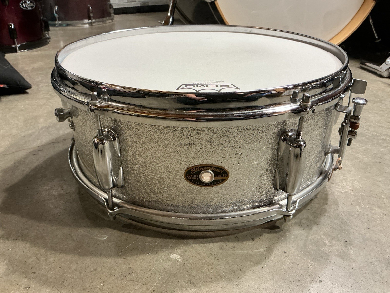 Slingerland 5.5x14 6-lug Snare Drum SILVER SPARKLE re-rings NICEY NICE #DB5